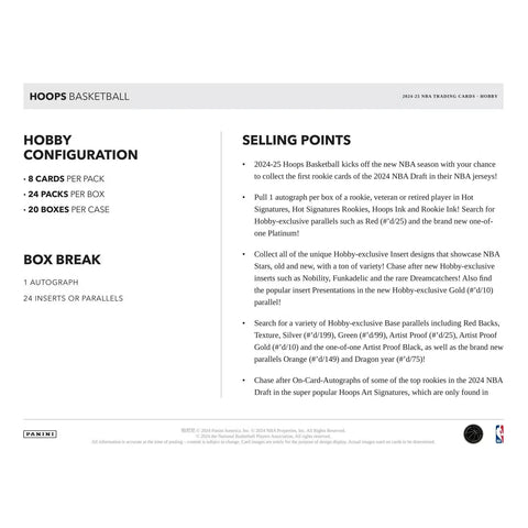 Panini NBA Hoops 2024/2025 Basketball Hobby Box