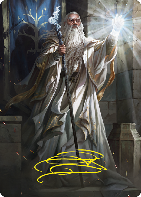 Gandalf the White Art Card (Gold-Stamped Signature) (ASLTR-003) - Tales of Middle-earth Art Series (Borderless)
