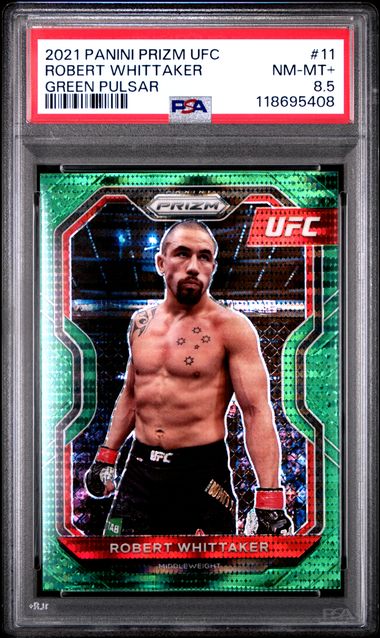 2021 PANINI PRIZM UFC #11 ROBERT WHITTAKER GREEN PULSAR PSA 8.5