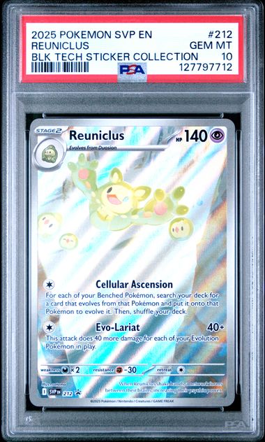2025 POKEMON SVP EN-SV BLACK STAR PROMO #212 REUNICLUS BLK TECH STICKER COLLECTION PSA 10