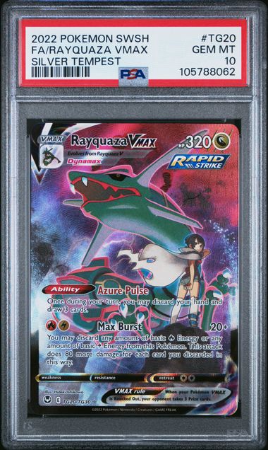 2022 POKEMON SWORD & SHIELD SILVER TEMPEST #TG20 FA/RAYQUAZA VMAX SILVER TEMPEST  PSA10