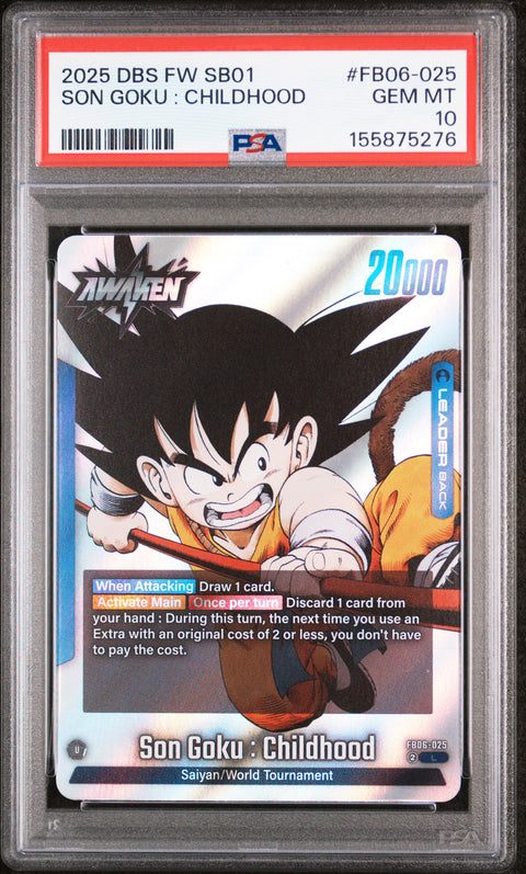 2025 DRAGON BALL SUPER CARD GAME FUSION WORLD MANGA BOOSTER 01 #FB06-025 SON GOKU : CHILDHOOD PSA 10