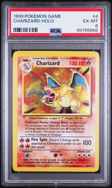 PSA 6 1999 POKEMON #4 CHARIZARD-HOLO