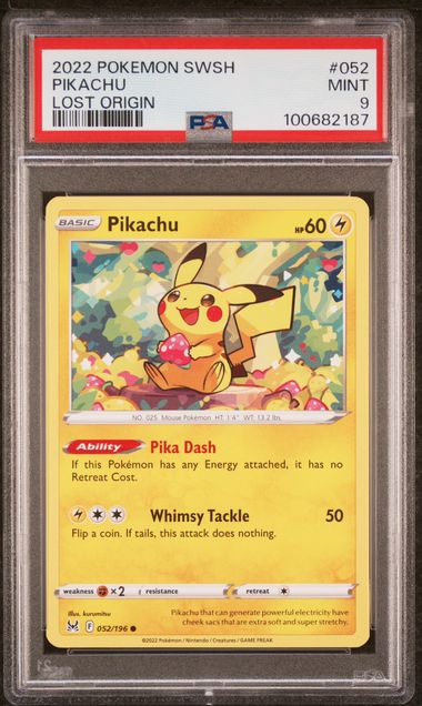 PSA 9 2022 POKEMON SWORD & SHIELD LOST ORIGIN #052 PIKACHU LOST ORIGIN