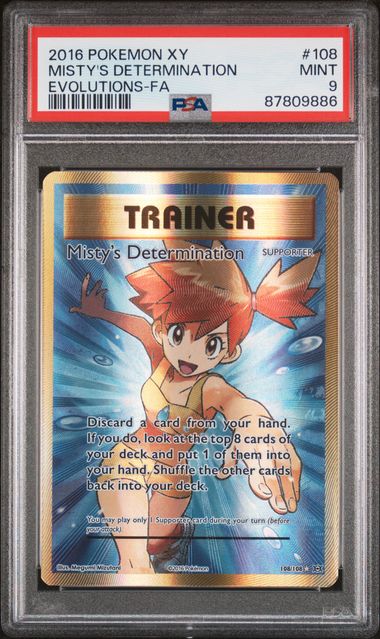 PSA 9 #108 MISTY'S DETERMINATION EVOLUTIONS-FA 2016 POKEMON XY EVOLUTIONS