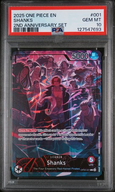 2025 ONE PIECE ENGLISH VERSION 2ND ANNIVERSARY SET #001 SHANKS PSA 10