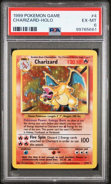 PSA 6 1999 POKEMON #4 CHARIZARD-HOLO