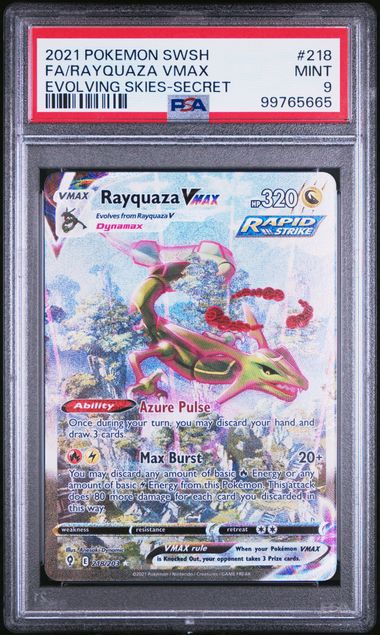 PSA 9 2021 POKEMON SWORD & SHIELD EVOLVING SKIES #218 FA/RAYQUAZA VMAX