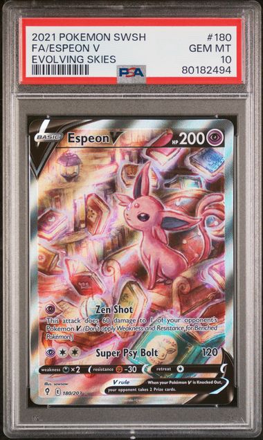 PSA 10 2021 POKEMON SWORD & SHIELD EVOLVING SKIES #180 FA/ESPEON V EVOLVING SKIES