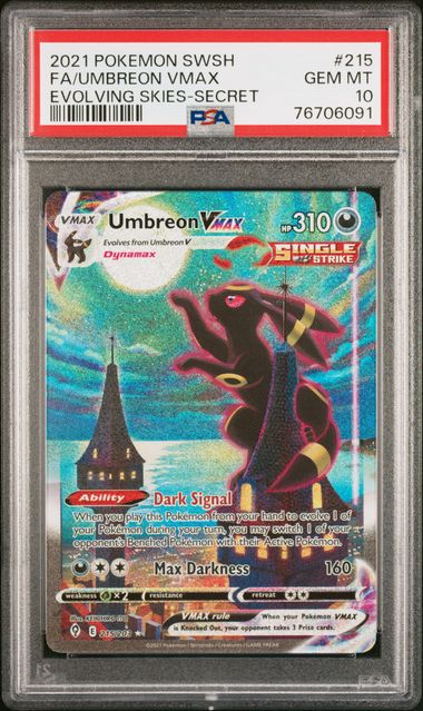 PSA 10 2021 POKEMON SWORD & SHIELD EVOLVING SKIES #215 FA/UMBREON VMAX EVOLVING SKIES-SECRET