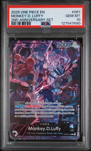 2025 ONE PIECE ENGLISH VERSION 2ND ANNIVERSARY SET #061 MONKEY D. LUFFY PSA 10