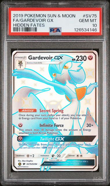 2019 POKEMON SUN & MOON HIDDEN FATES #SV75 FA/GARDEVOIR GX HIDDEN FATES PSA 10