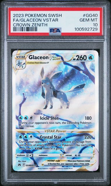 PSA 10 2023 POKEMON SWORD AND SHIELD CROWN ZENITH #GG40 FA/GLACEON VSTAR