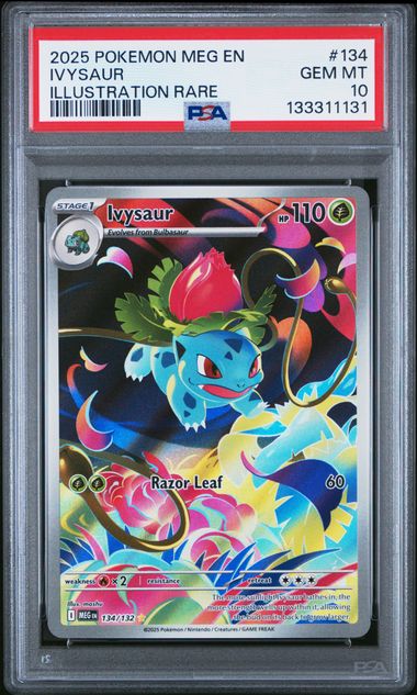 2025 POKEMON MEG EN-MEGA EVOLUTION #134 IVYSAUR ILLUSTRATION RARE PSA 10