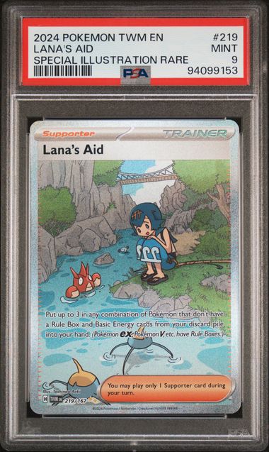 PSA 9  #219 LANA'S AID SPECIAL ILLUSTRATION RARE 2024 POKEMON TWM EN-TWILIGHT MASQUERADE