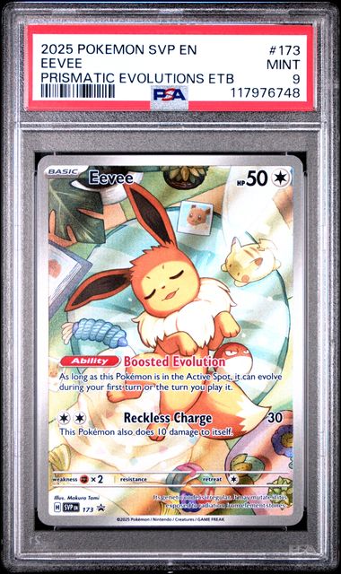 2025 POKEMON SVP EN-SV BLACK STAR PROMO #173 EEVEE PRISMATIC EVOLUTIONS ETB PSA 9