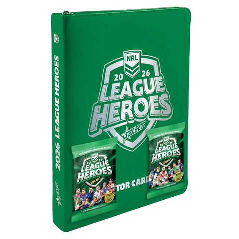 Select 2026 NRL League Heroes Vinyl Binder Album with 2 Packs of NRL League Heroes Cards