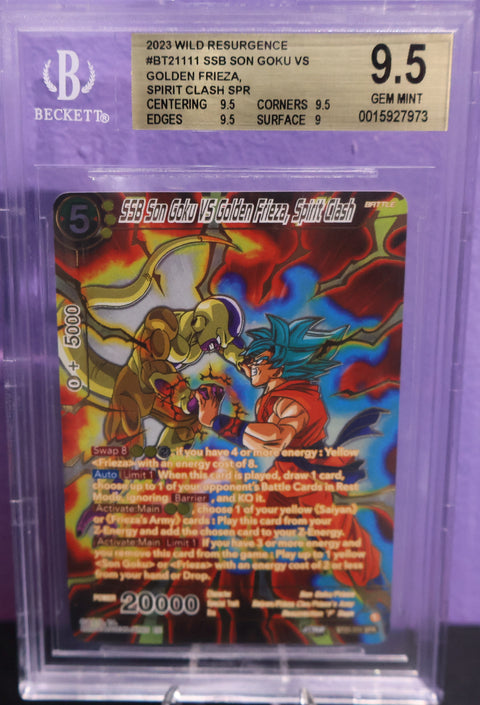 BGS 9.5 SSB SON GOKU VS GOLDEN FRIEZA, SPIRIT CLASH SPR BT21-111 SPR