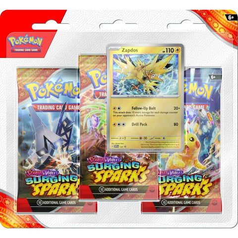 POKÉMON TCG Scarlet & Violet 8 Surging Sparks Three Booster Blister