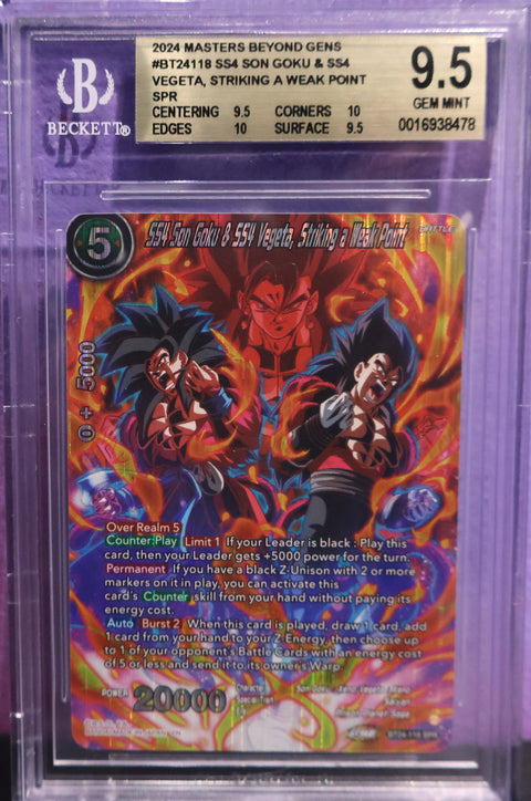 BGS 9.5 SS4 Son Goku & SS4 Vegeta, Striking a Weak Point SPR