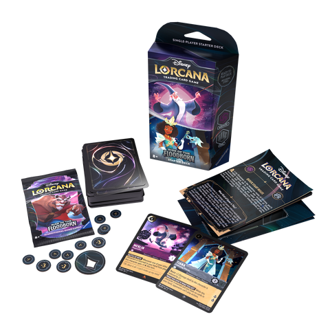 Disney Lorcana Trading Card Game: Rise of the Floodborn Amethyst and Steel Starter Deck