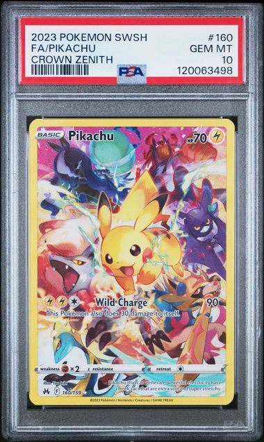 2023 POKEMON SWORD AND SHIELD CROWN ZENITH #160 FA/PIKACHU CROWN ZENITH  PSA 10