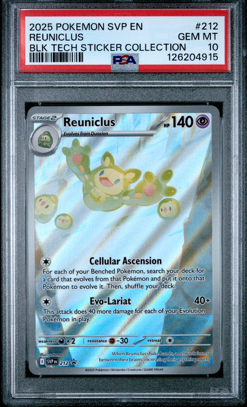 2025 POKEMON SVP EN-SV BLACK STAR PROMO #212 REUNICLUS BLK TECH STICKER COLLECTION PSA 10
