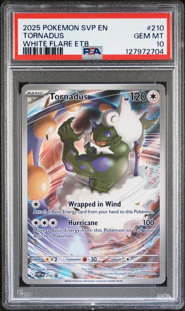 2025 POKEMON SVP EN-SV BLACK STAR PROMO #210 TORNADUS WHITE FLARE ETB PSA 10