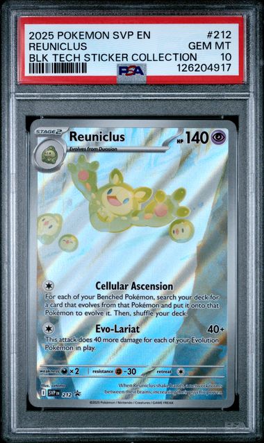 2025 POKEMON SVP EN-SV BLACK STAR PROMO #212 REUNICLUS BLK TECH STICKER COLLECTION PSA 10