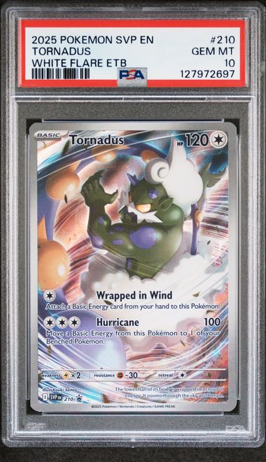 2025 POKEMON SVP EN-SV BLACK STAR PROMO #210 TORNADUS WHITE FLARE ETB PSA 10