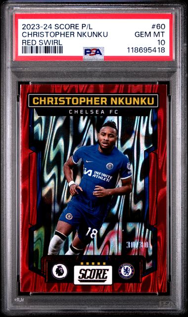 2023-24 PANINI SCORE PREMIER LEAGUE #60 CHRISTOPHER NKUNKU RED SWIRL PSA 10