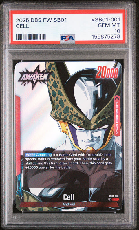 2025 DRAGON BALL SUPER CARD GAME FUSION WORLD MANGA BOOSTER 01 #SB01-001 CELL PSA 10