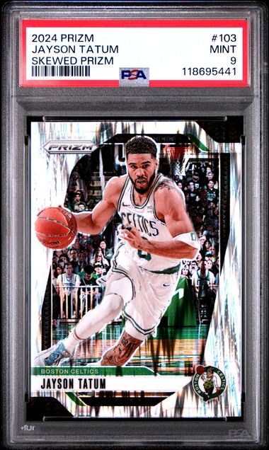 2024 PANINI PRIZM #103 JAYSON TATUM SKEWED PRIZM PSA 9