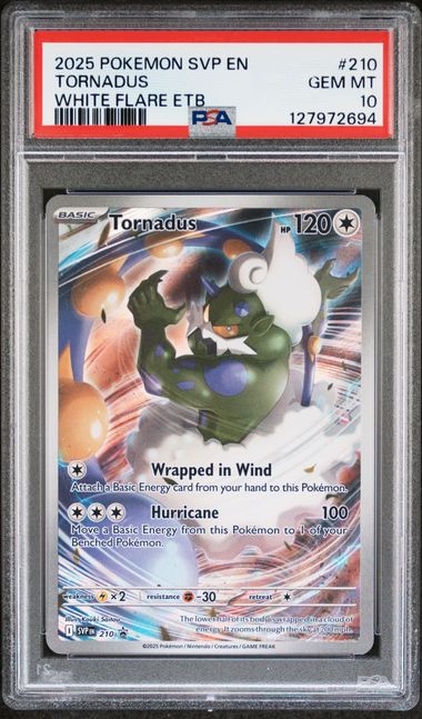 2025 POKEMON SVP EN-SV BLACK STAR PROMO #210 TORNADUS WHITE FLARE ETB PSA 10