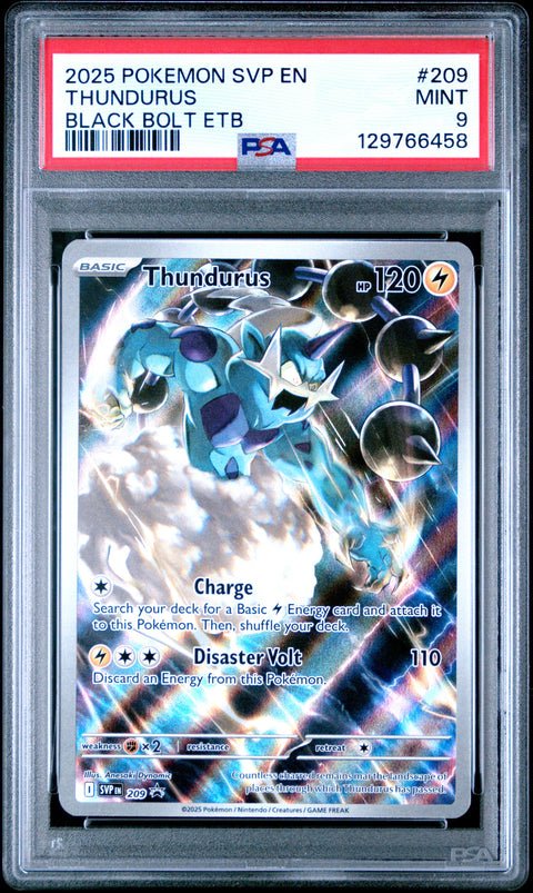 2025 POKEMON SVP EN-SV BLACK STAR PROMO #209 THUNDURUS BLACK BOLT ETB PSA 9