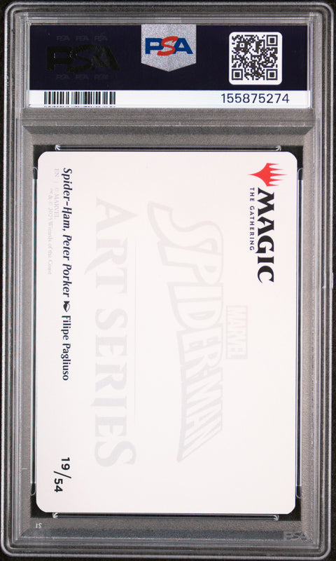 2025 MAGIC THE GATHERING MARVEL'S SPIDER-MAN ART SERIES #19 SPIDER-HAM, PETER PORKER GOLD STAMPED PSA 10