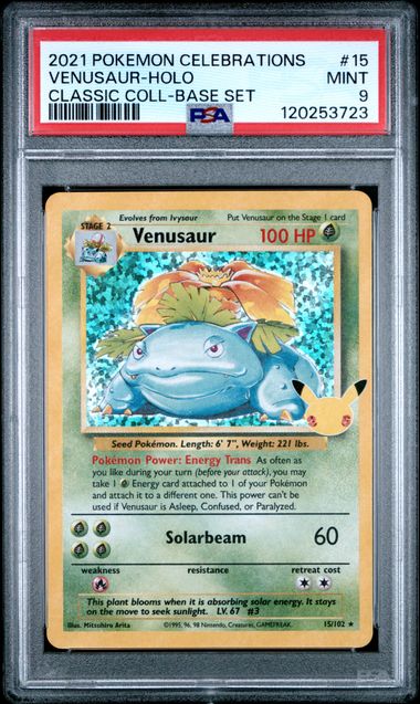 2021 POKEMON CELEBRATIONS CLASSIC COLLECTION #15 VENUSAUR-HOLO CLASSIC COLL-BASE SET PSA 9