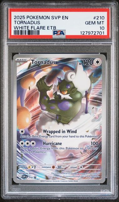 2025 POKEMON SVP EN-SV BLACK STAR PROMO #210 TORNADUS WHITE FLARE ETB PSA 10