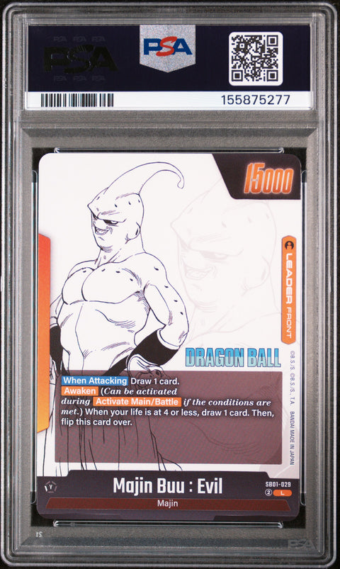 2025 DRAGON BALL SUPER CARD GAME FUSION WORLD MANGA BOOSTER 01 #SB01-029 MAJIN BUU : KID/EVIL PSA 10