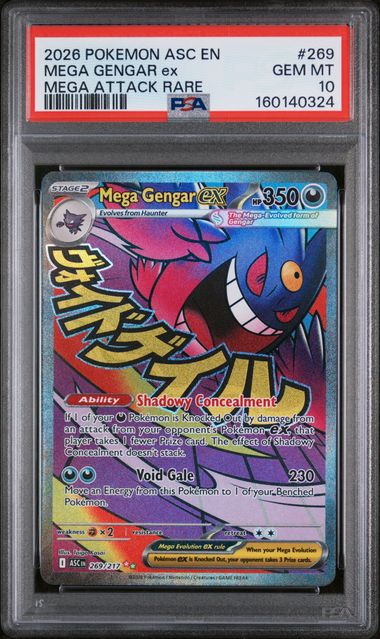 2026 POKEMON ASC EN-ASCENDED HEROES #269 MEGA GENGAR ex MEGA ATTACK RARE PSA 10