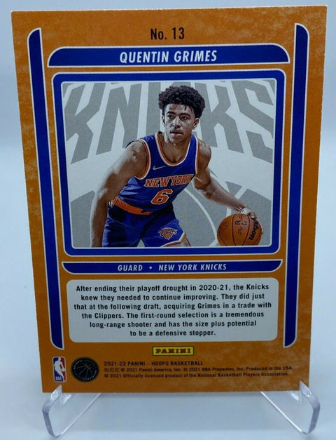 2021-22 NBA Hoops Quentin Grimes Class of 2021 Holo NY Knicks Panini