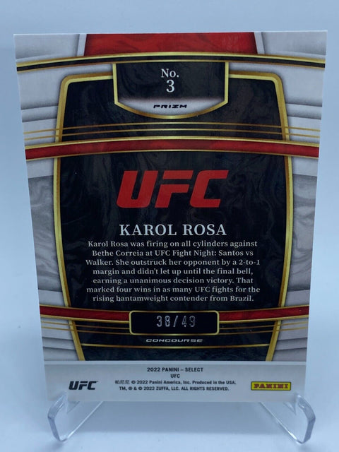 2022 KAROL ROSA PANINI SELECT UFC #3 Rookie RC NEON GREEN #/49