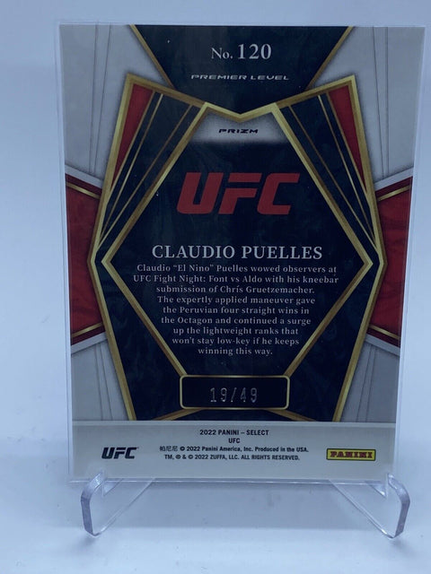 2022 panini ufc select claudio puelles rc blue disco /49