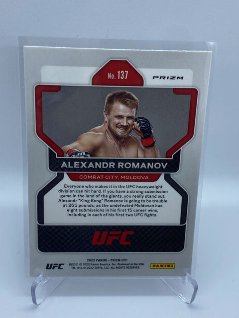 2022 UFC Prizm Alexandr Romanov Hyper Silver Rookie RC #187 Heavyweight Rookie