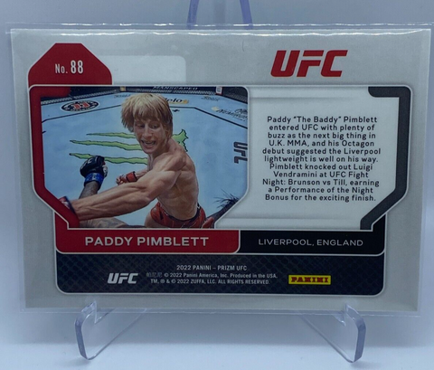 2022 Prizm PADDY PIMBLETT Horizontal Rookie Base #88