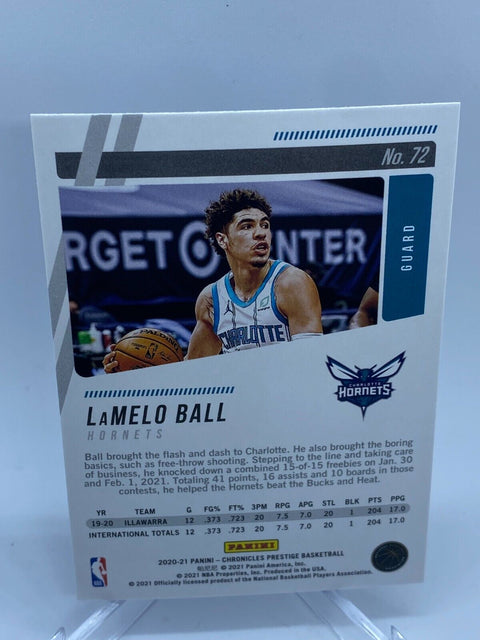 LaMelo Ball # 72 Rookie Prestige RC 2020-21 Chronicles Panini NBA Card