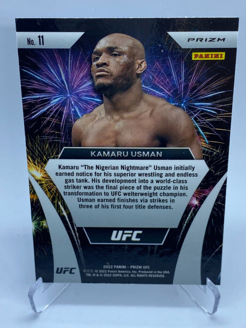 UFC Panini Prizm 2022 - Kamaru Usman No. 11 Green Prizm Fireworks Insert