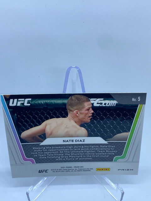 PANINI UFC PRIZM 2021 NATE DIAZ KNOCKOUT ARTISTS GREEN INSERT CARD #5