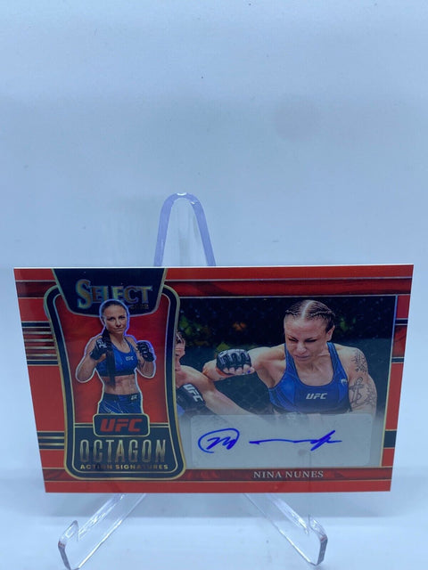 2022 Panini Select UFC Octagon Action Signatures Disco Red Nina Nunes /99