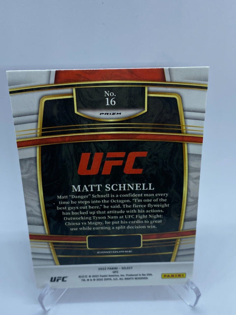 2022 Panini Select UFC Concourse Orange Flash Prizm Matt Schnell Card # 16